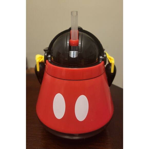 Disney Mickey Mouse Flip Top Canteen Cup No Spills Kids Water Bottle with Straw - Picture 3 of 5